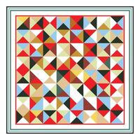 Square Geometric print scarf, Abstract geometric pattern with rows of colored triangles. vector