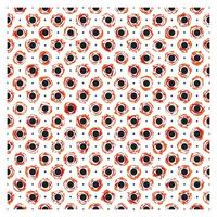 A repetitive geometric pattern of abstract orange and blue shapes on a white background. vector
