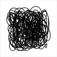 Scribble chaotic doodle thin line. Chaotic sketch line, curls, swirl, twirl, thread, flourishes, chaotic lines. Simple ink mess line element isolated on white. Hand drawn sketch depressive chaos line vector