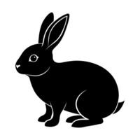 black and white silhouette of a rabbit on a white background vector