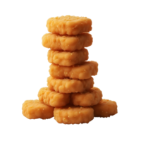 A fresh stack of fried chicken nuggets isolated on transparent background png