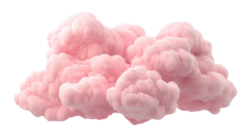 Soft, pastel pink cloud with smooth and fluffy texture, on transparent background. Ideal for use in baby-themed designs, dream-like illustrations. Playful element, cut out. png