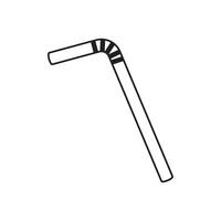 A black and white drawing of a straw vector