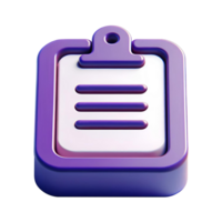 Clipboard with Blank Paper 3D Render png
