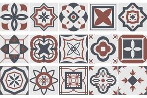 Collection of seamless geometric mosaic patterns - trendy color tile textures. Decorative ornamental backgrounds. repeatable tileable prints vector