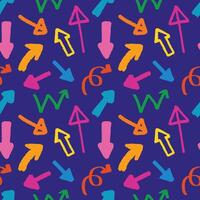 Colourful arrow and direction doodle hand drawn with different stroke and shapes seamless pattern background for wrapping and wallpaper vector