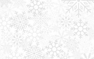 Christmas background of many layers of snowflakes of different shapes, sizes and transparency. vector