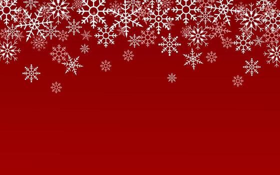 Red Snowflake Horizontal Repeating Background vector