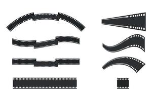 Black film strip of different shapes isolated on white background. Tape of different shapes vector