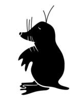 The silhouette features a mole with its eyes closed, poised in a relaxed stance vector
