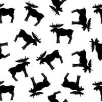 Repeated black elk silhouettes on a white backdrop create a striking and playful design, perfect for a variety of creative projects vector