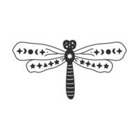 Celestial Dragonfly Hand drawn Doodle style vector