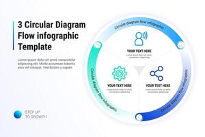 3 Circular Diagram Flow Infographic template vector