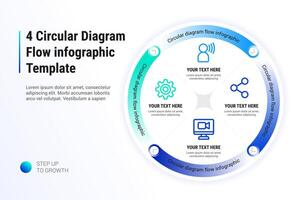 4 Circular Diagram Flow Infographic template vector