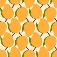 Modern art minimalist style seamless pattern with mango fruits. Perfect for banner, textile, fabric, paper, label, sale. Hand drawn illustration. vector