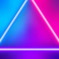 Fluid gradient pink and blue background with neon triangle shape. vector
