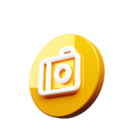 A yellow camera icon 3d render png