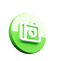 A green button with a camera icon 3d render png
