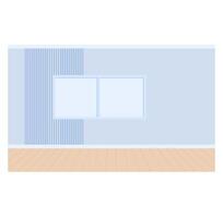 Minimalist oom with a window and wooden floor vector
