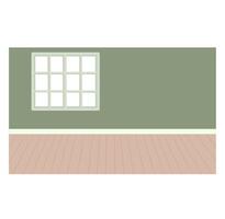 an empty room with a window and wooden floor vector