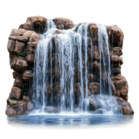 Water flowing over artificial rock formation. Small waterfall png