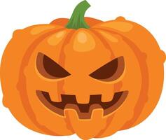 Festive halloween pumpkin carving displays a menacing face with a mischievous grin, adding a spooky touch to autumn celebrations vector