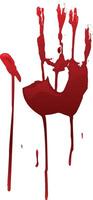 Blood dripping from a bloody handprint against a white background creates a disturbing and eerie scene, evoking themes of violence, horror, and the macabre vector