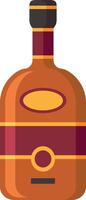 Closed bottle of alcohol with golden labels and cap, isolated on white background representing spirits, liquor, rum, brandy, whiskey, or other beverage vector