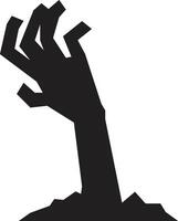 Spooky graveyard scene with a zombie hand emerging from the ground, adding a chilling touch to halloween. Capture horror and fear with this eerie illustration vector