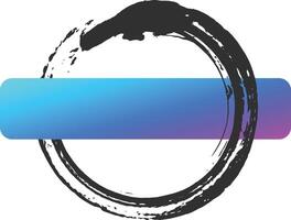 Black painted enso zen circle surrounding vibrant blue and purple horizontal banner representing minimalism, copy space, and mindfulness vector