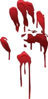 Blood dripping from a bloody handprint against a white background creates a disturbing and eerie image, evoking themes of violence, horror, and the macabre vector