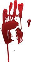 Red bloody hand print dripping blood against white background, creating a disturbing and eerie image suitable for halloween or crime scenes vector