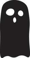Simple black ghost floating with oval eyes and open screaming mouth, representing halloween celebration and spooky atmosphere, ideal for festive designs and scary projects vector