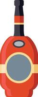 Red bottle of liquor, alcohol, or other beverage with blank label and black top standing upright against white background vector