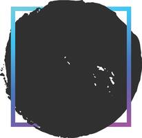 Captivating black grunge circle in a blue and purple square frame adds a modern touch to any project. Perfect for posters, banners, and more vector
