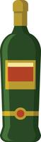 Green wine bottle with a gold foil top and a red and gold label is standing upright against a white background, suggesting a sophisticated and celebratory atmosphere vector