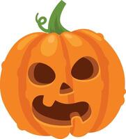 Carved pumpkin with spooky face expressing halloween emotions, featuring a playful and eerie design with glowing eyes and a mischievous grin vector