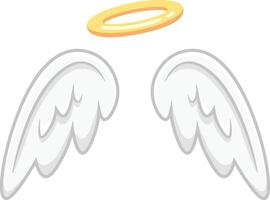 Whimsical and dreamy illustration of angel wings and a halo on a white background, symbolizing innocence and spirituality, evoking peace and hope. Ideal for religious or fantasy projects vector