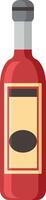 Red wine bottle with blank label and black circle, standing upright against white background, ready for customization and branding vector