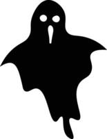Simple black ghost with round white eyes and screaming mouth floating against a white background creates a spooky halloween atmosphere vector