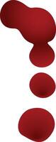 Dripping blood forming an exclamation mark punctuation sign with three drops on a white background, representing danger, emergency, or a warning signal vector