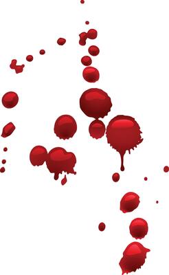 Blood is dripping and splashing on a white background, creating a dramatic and unsettling scene, perfect for projects related to horror, crime, or medical themes