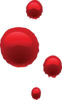 Four dripping blood stains of different sizes are creating a disturbing scene on a clean white background, perfect for halloween or medical projects vector