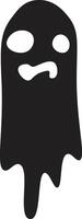 Minimalist illustration of a sad ghost floating with a black cloak, ideal for halloween party invitations or spooky decorations vector