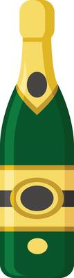 Green champagne bottle with gold foil and labels represents celebration, luxury, and special moments, creating a festive atmosphere