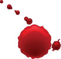 Blood drops are dripping and forming a large blood stain against a clean white background, creating a stark contrast and suggesting themes of injury, violence, or medical concepts vector