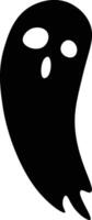 Simple black ghost floating with oval eyes and open mouth expressing sadness, ideal for halloween decoration and spooky designs vector