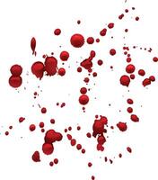 Realistic blood drops and splatters creating an abstract, artistic design against a clean white background, evoking themes of violence, injury, or medical concepts vector