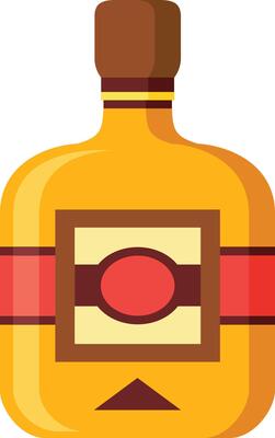 Full, unopened bottle of golden whiskey features a prominent red and cream label with a red circle at its center, set against a clean white backdrop