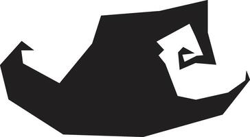 Simple black graphic representing a curled elf shoe, symbolizing christmas celebrations and holiday cheer, isolated on a white background vector